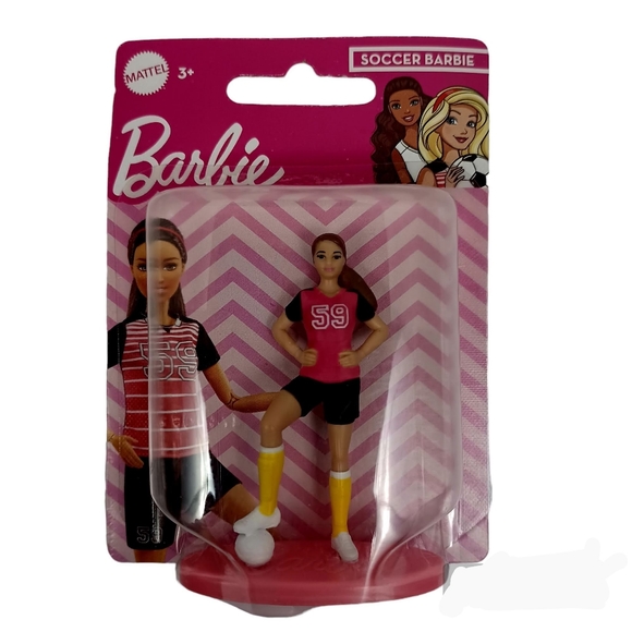 🔥4/$20 Barbie Mini Figure Cake Topper NEW -Barbie Sport Soccer Barbie Doll - Picture 1 of 9